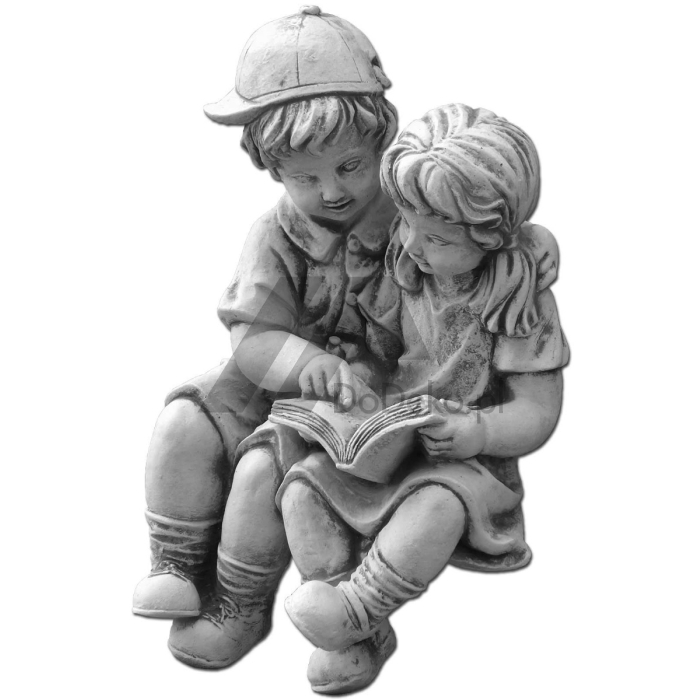 Figuras de niños con un libro.